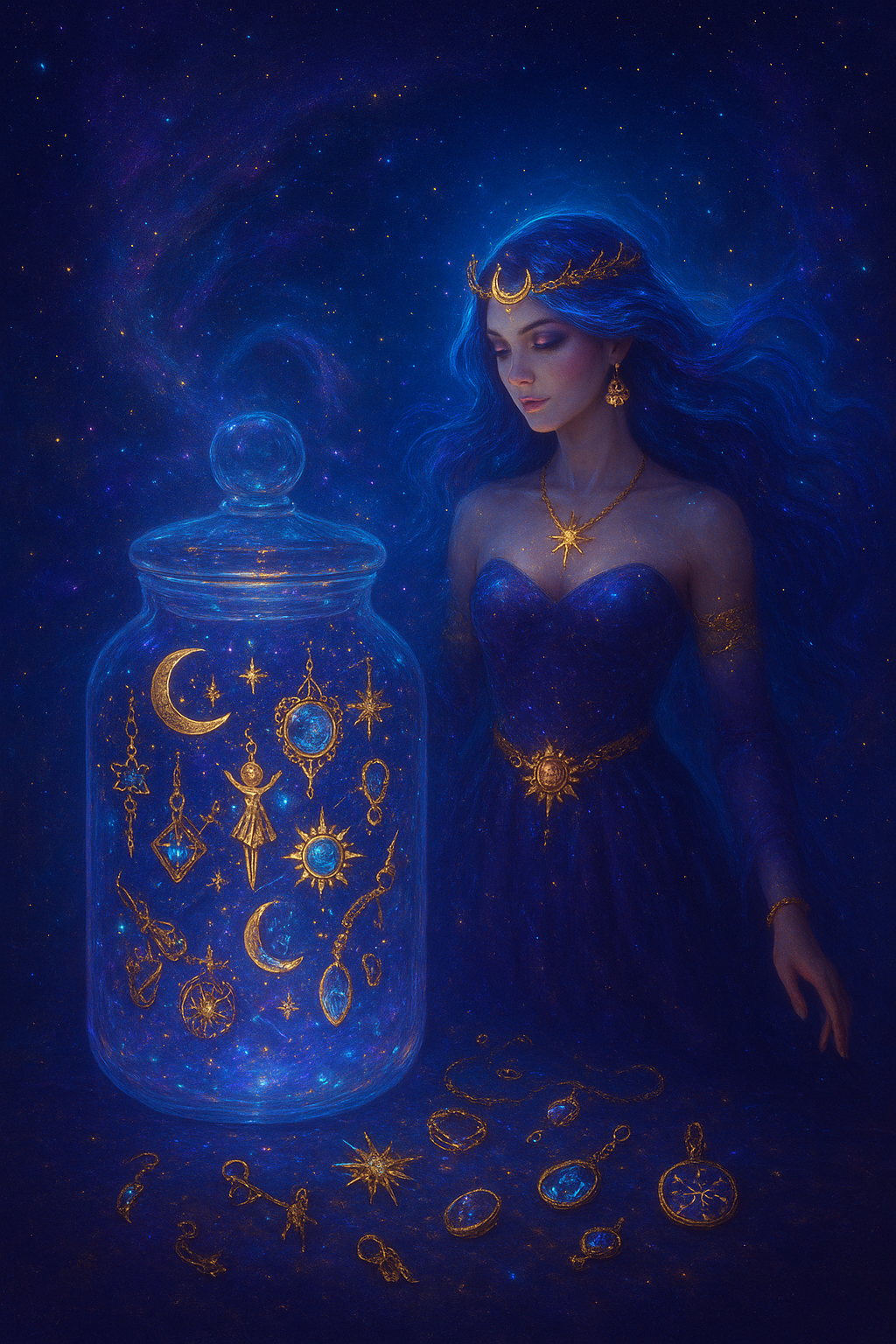 Custom Celestial Myth Themed Mystery Jewelry Jar new