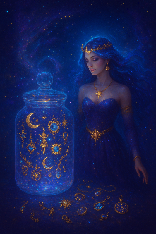 Custom Celestial Myth Themed Mystery Jewelry Jar new