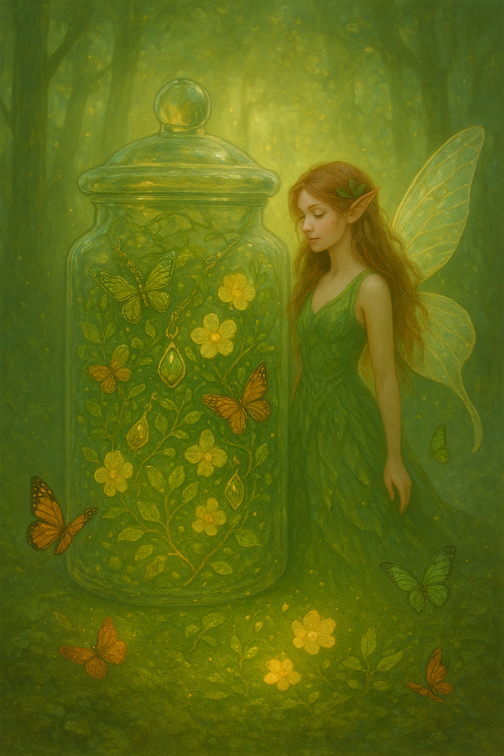 Custom Forest Magic Themed Mystery Jewelry Jar new