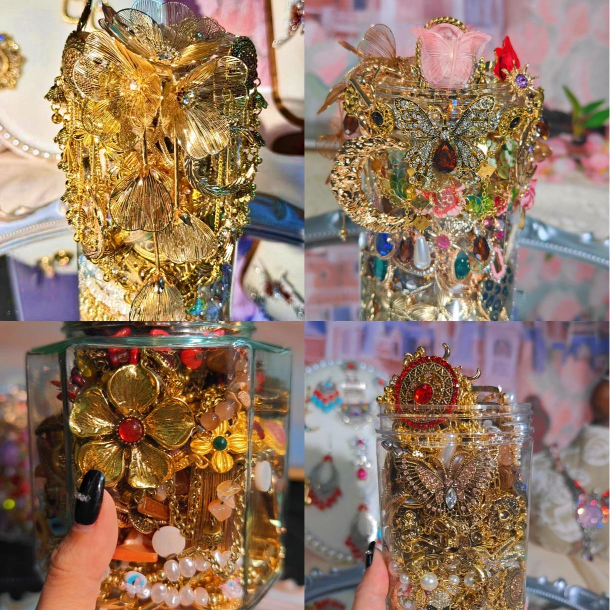 Custom Golden Themed Mystery Jewelry Jar new