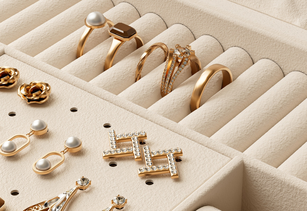 Elegant Jewelry Keepsake Box Portable Storage for Earrings, Rings & Necklaces