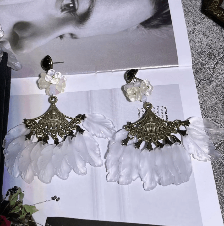 Vintage Sweet Tassel Earrings & Italian-Czech Glass Necklace – Handmade Statement Jewelry