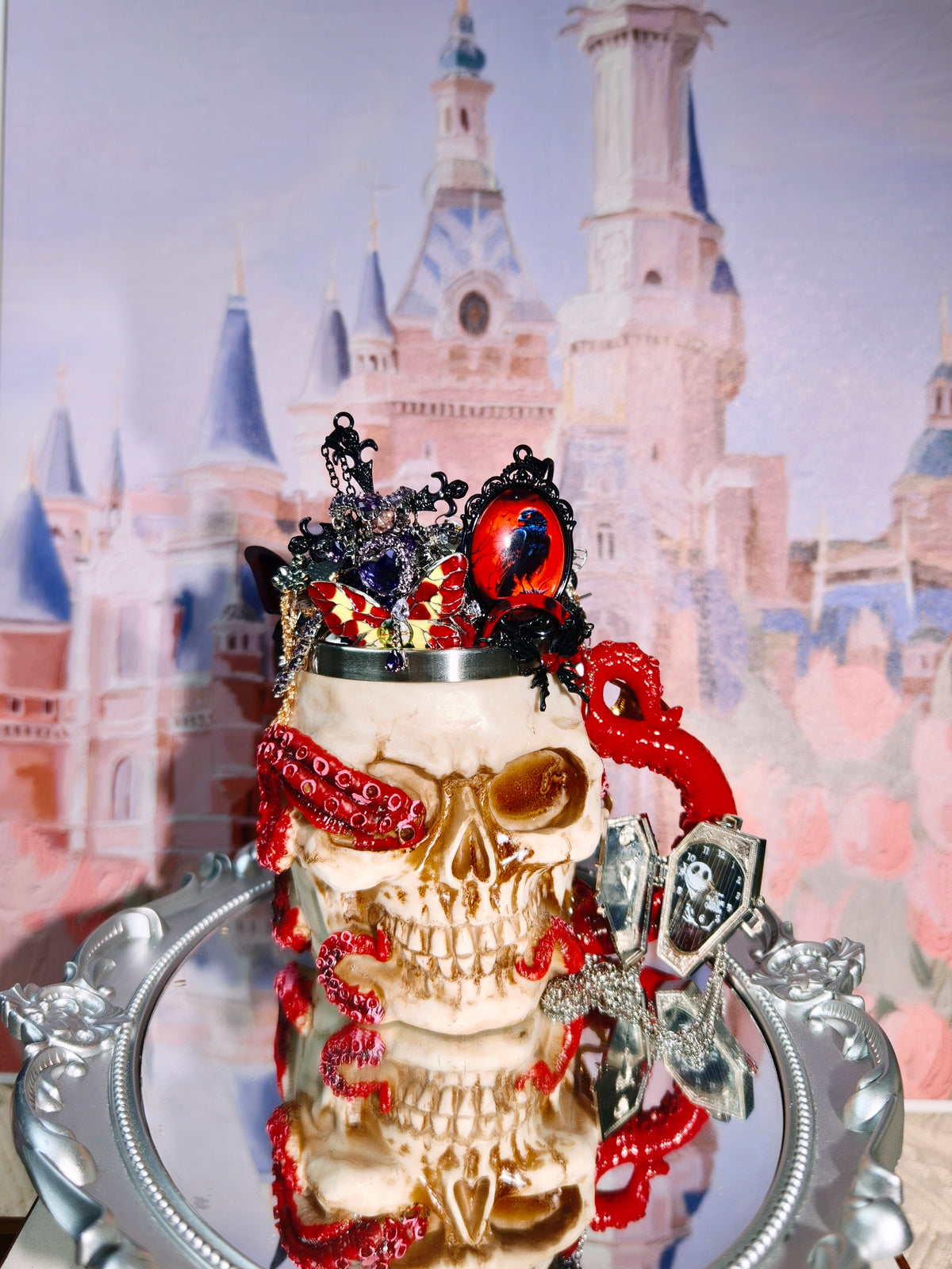 Crimson Raven Skull | Mystery Jewelry Jar 68261(45 pcs)