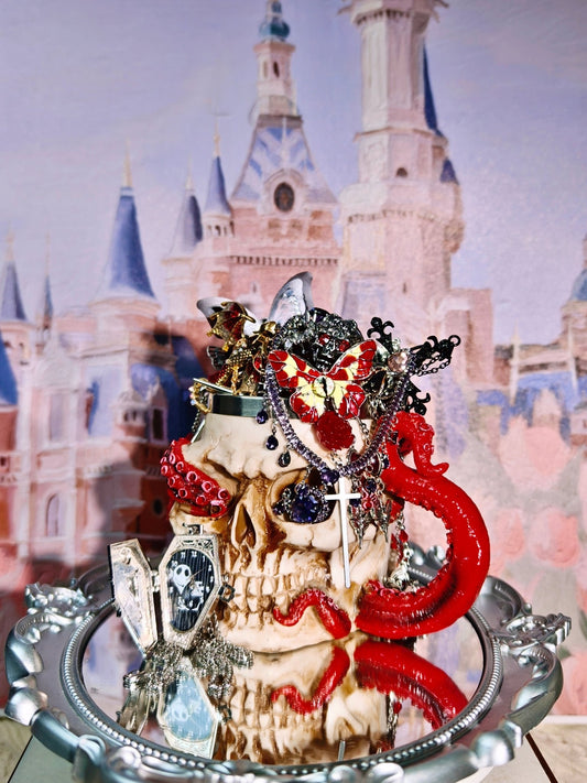 Crimson Raven Skull | Mystery Jewelry Jar 68261(45 pcs)