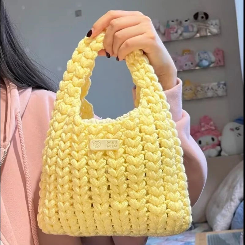 KN2603021 Sparkling Heart Knit Egg Bag DIY Knitting Kit with Video Tutorial or Handmade Finished Bag