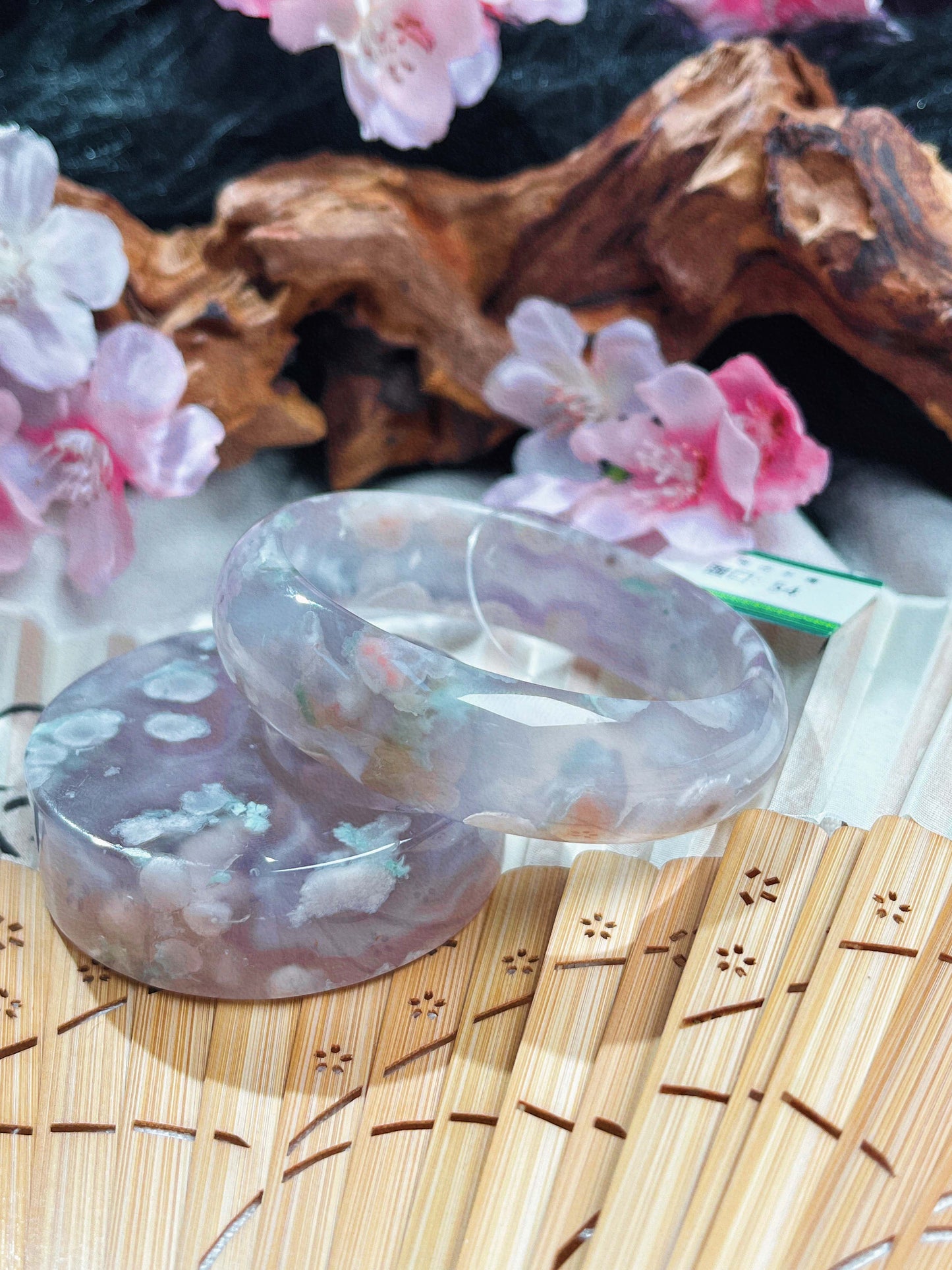 Xiyajia Cherry Blossom/Sakura Agate Bracelet，48-80MM Size