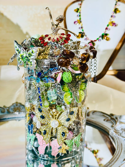 Custom Garden of Butterflies Themed Mystery Jewelry Jar new