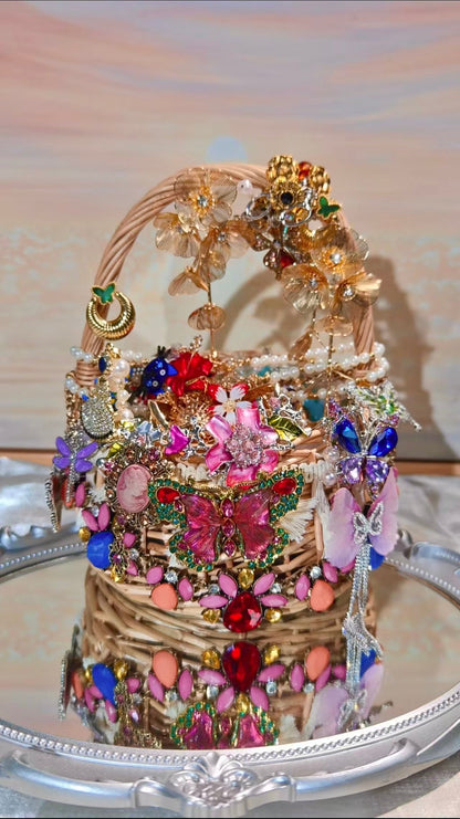 Custom Garden of Butterflies Themed Mystery Jewelry Jar new