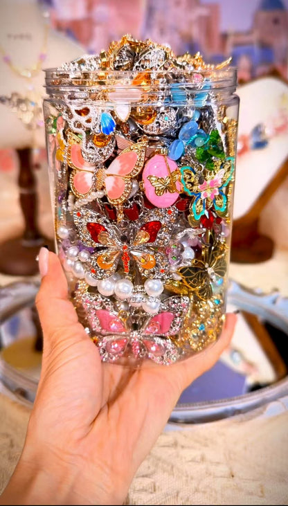 Custom Garden of Butterflies Themed Mystery Jewelry Jar new