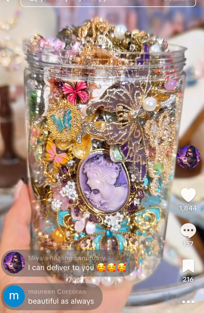 Custom Garden of Butterflies Themed Mystery Jewelry Jar new