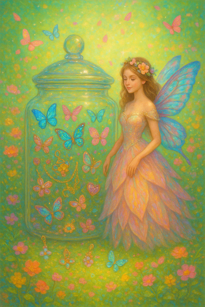 Custom Garden of Butterflies Themed Mystery Jewelry Jar new