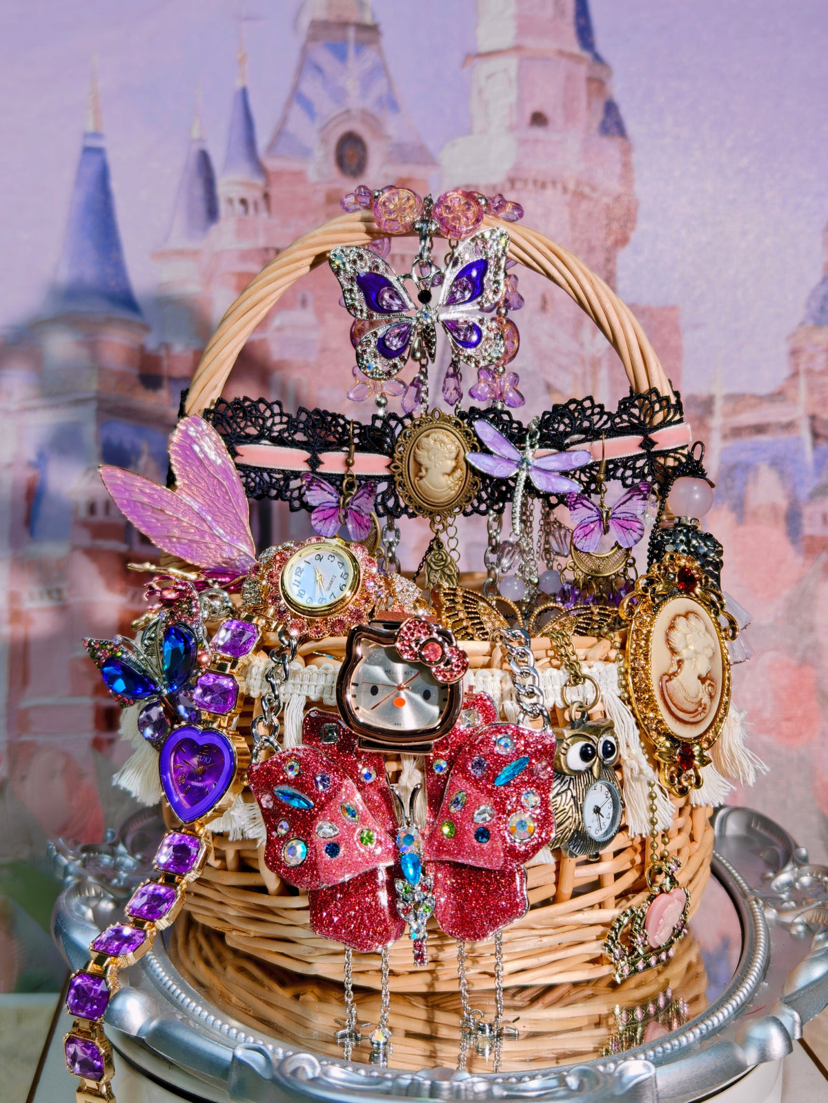 Amethyst Butterfly Timepiece| Mystery Jewelry Jar 69163(70 pcs)