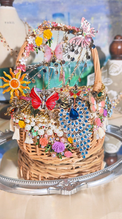 Custom Garden of Butterflies Themed Mystery Jewelry Jar new