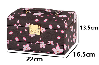 Coffee Brown Printed Luxury Lockable Jewelry Keepsake Box for Necklaces & Rings