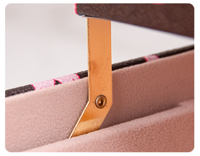 Coffee Brown Printed Luxury Lockable Jewelry Keepsake Box for Necklaces & Rings