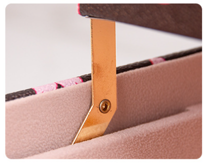 Coffee Brown Printed Luxury Lockable Jewelry Keepsake Box for Necklaces & Rings