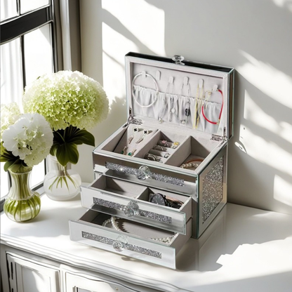 European-Inspired Luxury Jewelry Keepsake Box for Elegant Desktop Storage
