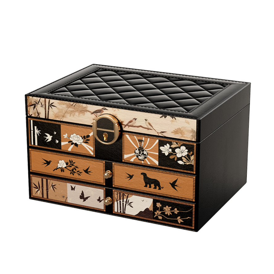 Elegant Jewelry Keepsake Box Portable Storage for Earrings, Rings & Necklaces