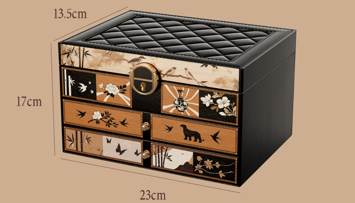 Elegant Jewelry Keepsake Box Portable Storage for Earrings, Rings & Necklaces