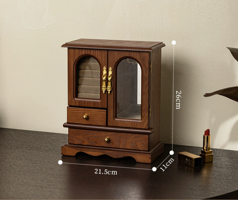 Vintage Luxury Solid Wood Jewelry Keepsake Box – Premium Desktop Organizer & Display Case