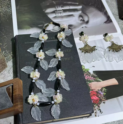 Vintage Sweet Tassel Earrings & Italian-Czech Glass Necklace – Handmade Statement Jewelry