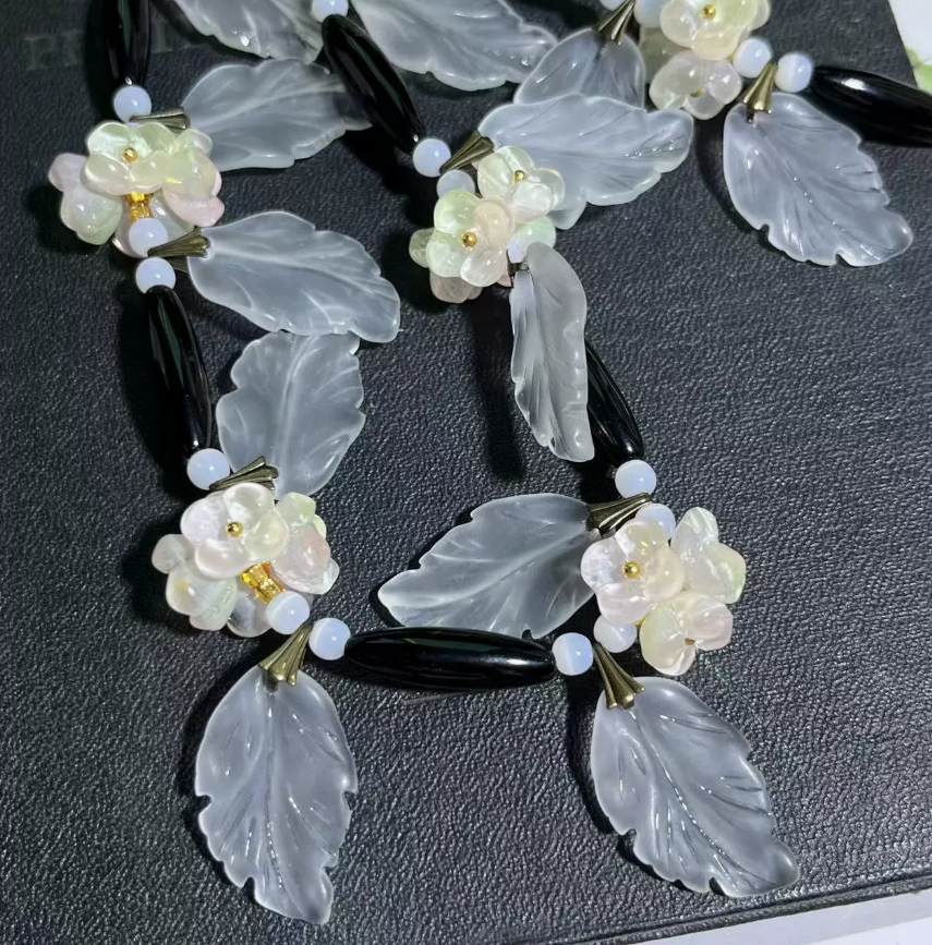 Vintage Sweet Tassel Earrings & Italian-Czech Glass Necklace – Handmade Statement Jewelry