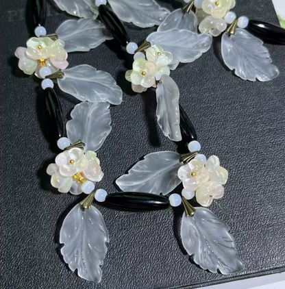 Vintage Sweet Tassel Earrings & Italian-Czech Glass Necklace – Handmade Statement Jewelry