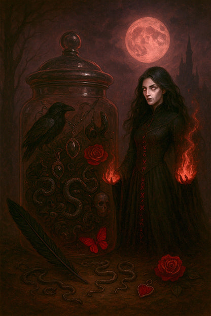 Custom Dark Witch Themed Mystery Jewelry Jar new