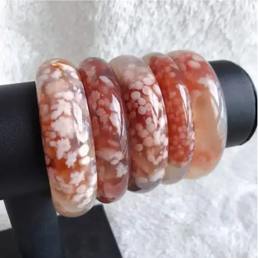 Xiyajia Cherry Blossom/Sakura Agate Bracelet，48-80MM Size