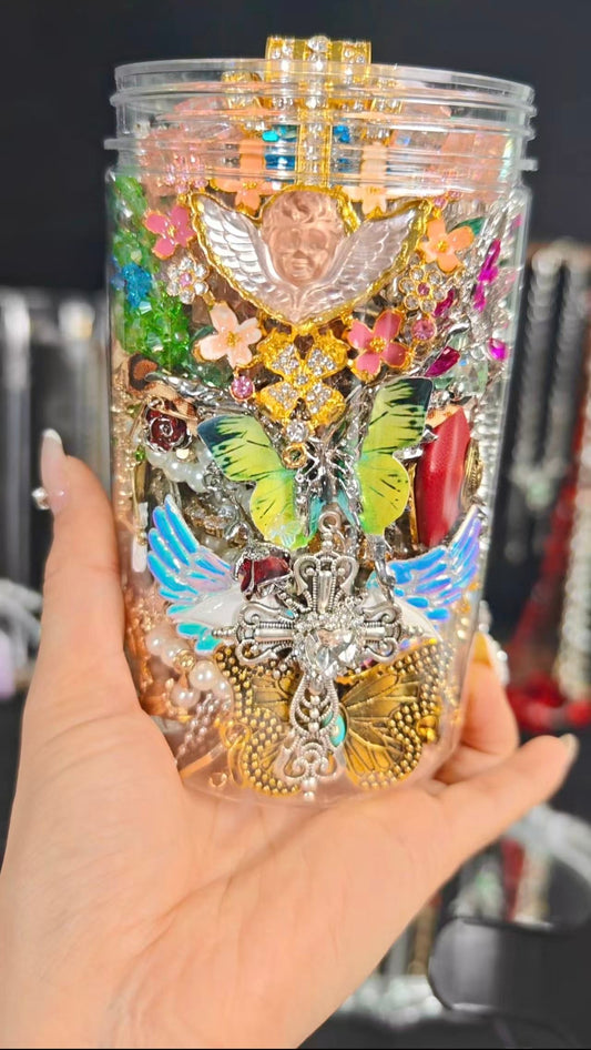 Custom Angel Wings Themed Mystery Jewelry Jar new